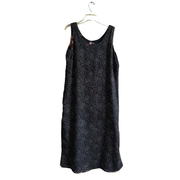 Vtg 90’s Reversible Floral Print Black Sleeveless‎ Summer Dress Women’s Size M/L - Picture 2 of 8